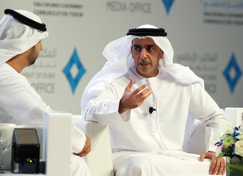 Sheikh Saif bin Zayed, Deputy Prime Minister and Minister of Interior, at the Government communication forum. Satish Kumar / The National