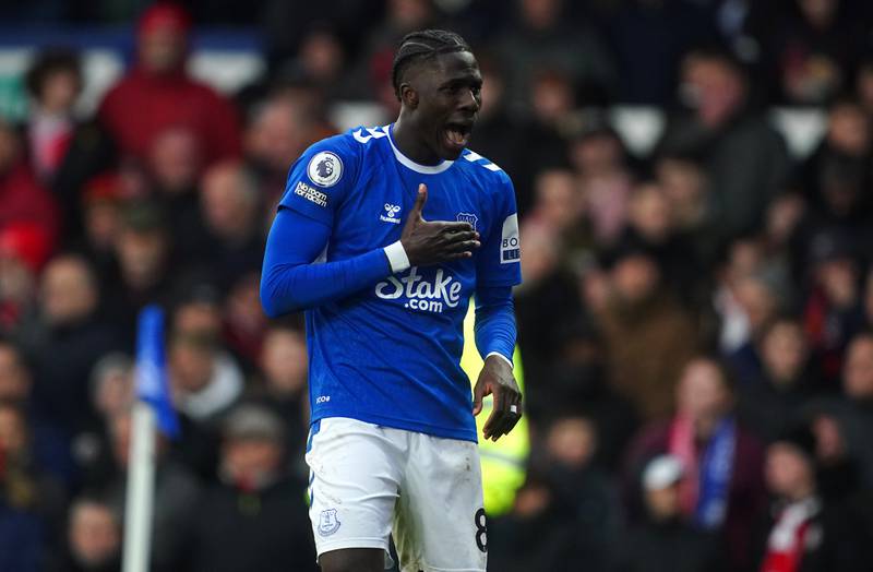 Everton's Amadou Onana celebrates. PA