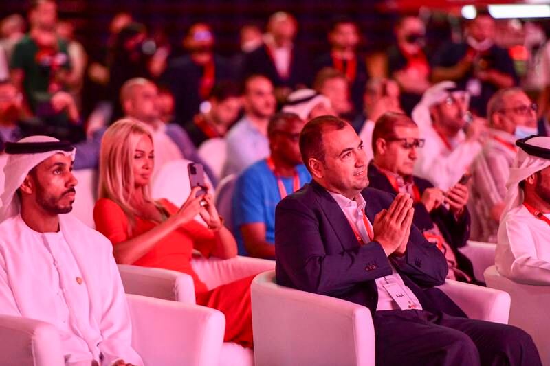 Audience members at the Fifa World Cup Trophy Tour at Coca Cola Arena, Dubai. 