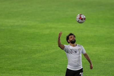 Mohamed Salah during a training session for the Egypt national team in Cairo ahead of the Africa Cup of Nations qualification match against Kenya.