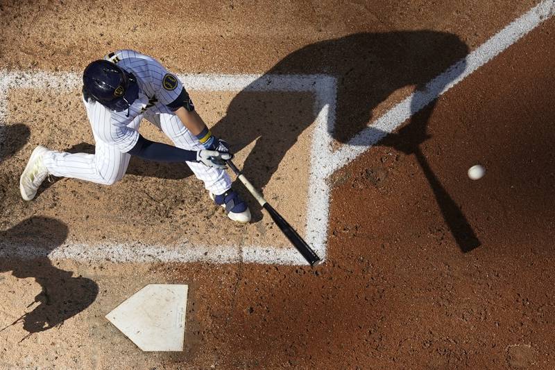 Milwaukee Brewers' Keston Hiura at the plate during a baseball game against the Pittsburgh Pirates in Milwaukee. AP Photo