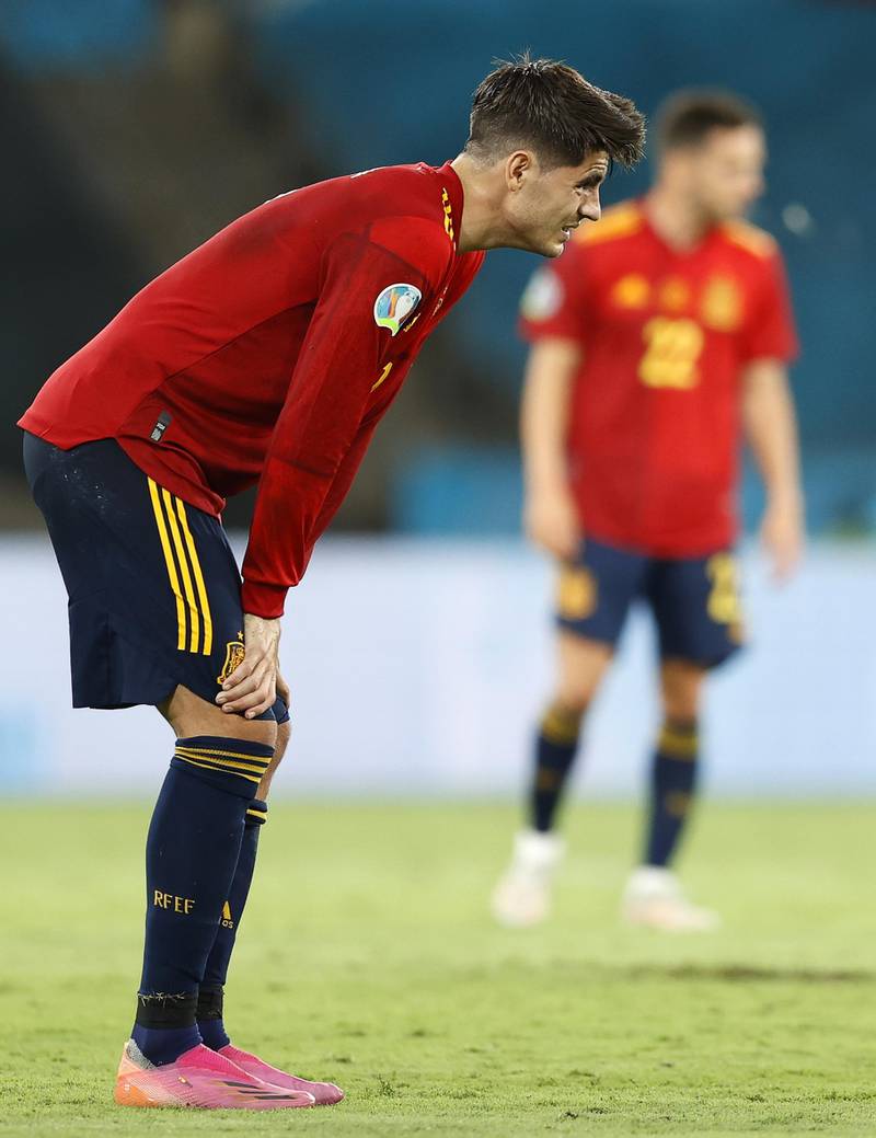 Alvaro Morata 7 - Lost ball outside area at the start in an early fright, but the maligned striker who was under so much pressure after misses against Sweden put Spain ahead on 25. Ran straight to manager Luis Enrique who hugged him. Missed – badly - the penalty follow up. Swung at the ball from close range in 83rd minute but well saved. Cheers when substituted after a mixed evening. EPA