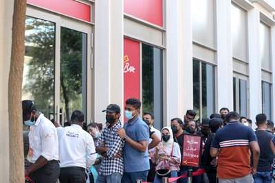Queues outside Saudi fast-food restaurant Al Baik. The fried chicken brand opened its second UAE branch at the Expo site this month.
