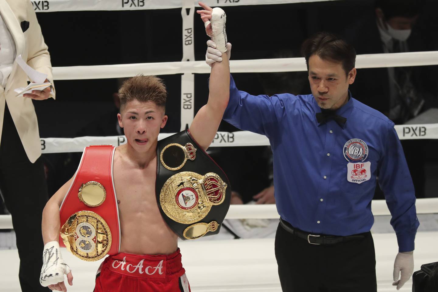 Naoya Inoue after retaining his IBF and WBA bantamweight titles against Aran Dipaen. AP