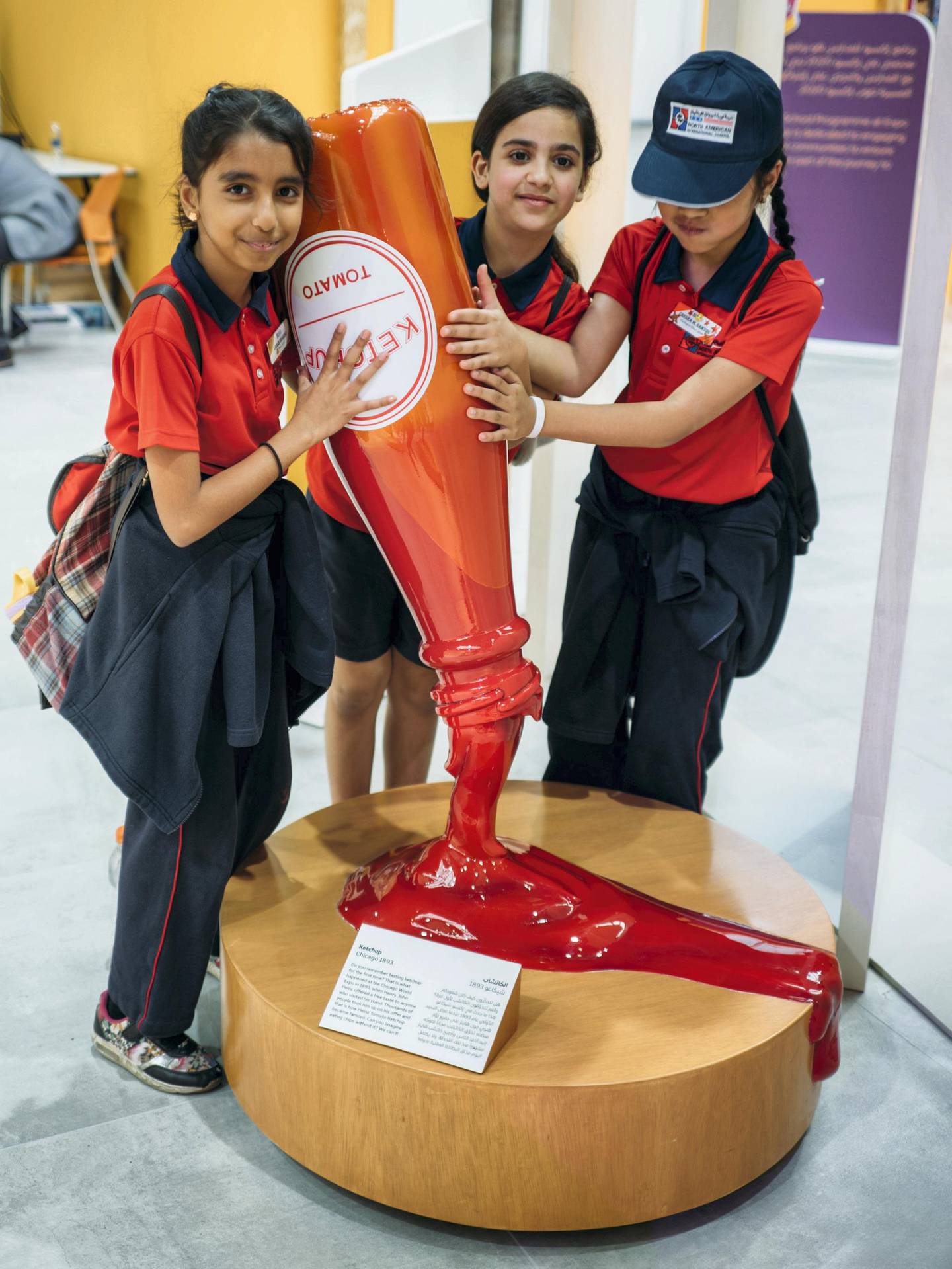 School children at the Expo 2020 Visitor Centre learn that Heinz ketchup was introduced to the world at the Philadelphia World Exposition in 1876. Courtesy Expo 2020 Dubai
