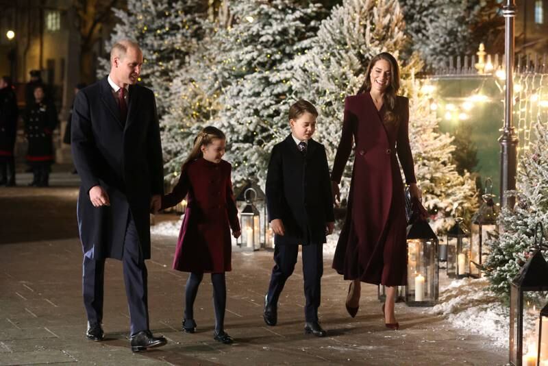 The Prince and Princess of Wales arrive with their children at Westminster Abbey. Getty Images