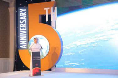 Dr Ahmad Al Falasi, director general of the UAE Space Agency, speaks at an event to celebrate the agency's 5th anniversary on Monday. Courtesy UAE Space Agency