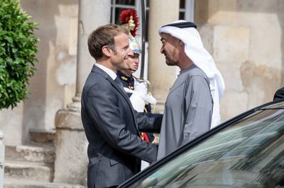 Sheikh Mohamed held talks with the French President on Wednesday.