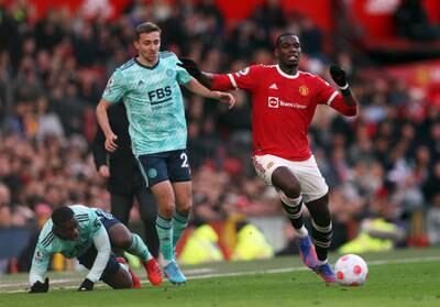 Paul Pogba in action against Leicester City at Old Trafford in 2022. Reuters