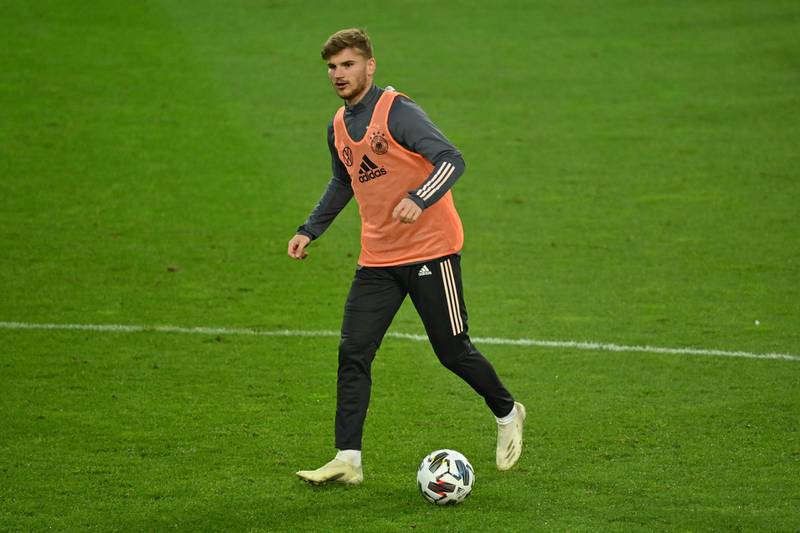 Germany forward Timo Werner takes part in a training session on the eve of the Uefa Nations League match against Switzerland at the Rheinenergie Stadium in Cologne. AFP