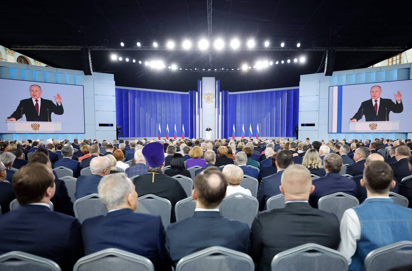 Der russische Präsident Wladimir Putin hält seine jährliche Rede zur Lage der Nation.  AFP 