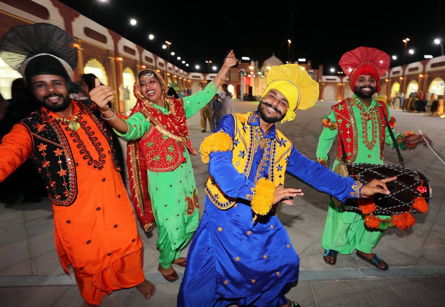 Indian dancers on the opening day of the Sheikh Zayed Festival in Al Wathba, Abu Dhabi. Chris Whiteoak / The National