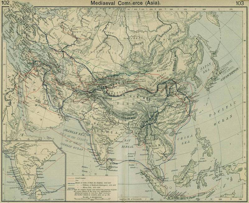 Medieval Commerce (Asia). From The Historical Atlas. Private Collection. (Photo by Fine Art Images/Heritage Images/Getty Images)