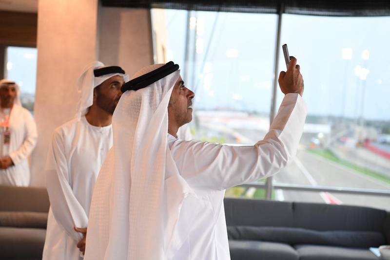 Sheikh Saif bin Zayed, Deputy Prime Minister and Minister of Interior, and Sheikh Nahyan bin Zayed, Chairman of the Board of Trustees of Zayed bin Sultan Al Nahyan Charitable and Humanitarian Foundation, at the 2017 Formula One Bahrain Grand Prix. Hamad Al Kaabi / Crown Prince Court - Abu Dhabi