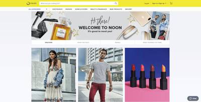 A screengrab of the website Noon.com that will compete with Souq.com and tap into a growing appetite for online shopping.