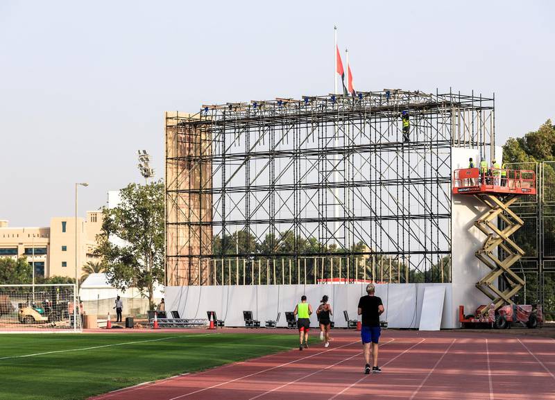 Abu Dhabi, U.A.E., January 30, 2019.  Pope Francis preparations at Zayed Sports City.Victor Besa / The NationalSection:  NAReporter: