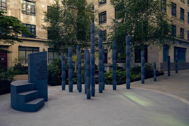 The "Gilt of Cain" monument by Michael Visocchi & Lemn Sissay, commemorating the abolition of the transatlantic slave trade, in London, UK, on June 23. Olivia Harris/Bloomberg