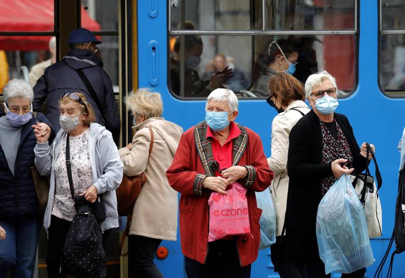 Citizens wear protective face masks in Croatian capital Zagreb. EPA