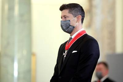 Robert Lewandowski was recognised for his outstanding sports achievements and promoting Poland on the international stage. EPA