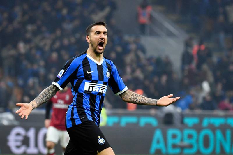 Inter Milan's Matias Vecino puts the sides level.  AP