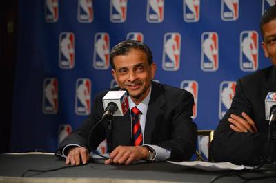 Vivek Ranadive at his introduction as a principle partner in the Kings' ownership group in April. Jesse D Garrabrant / NBAE / Getty Images