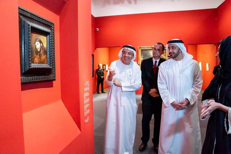 Minister of State Zaki Nusseibeh at Louvre Abu Dhabi with Sheikh Abdullah bin Zayed, the Minister of Foreign Affairs and International Co-operation, who is directing the Artists In Embassies initiative. Office of Dr Zaki Nusseibeh.