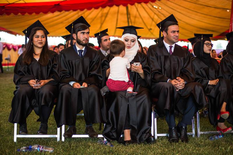 AUAF graduates pictured at their graduation ceremony in Kabul on July 15, 2017. Chris Jones for The National