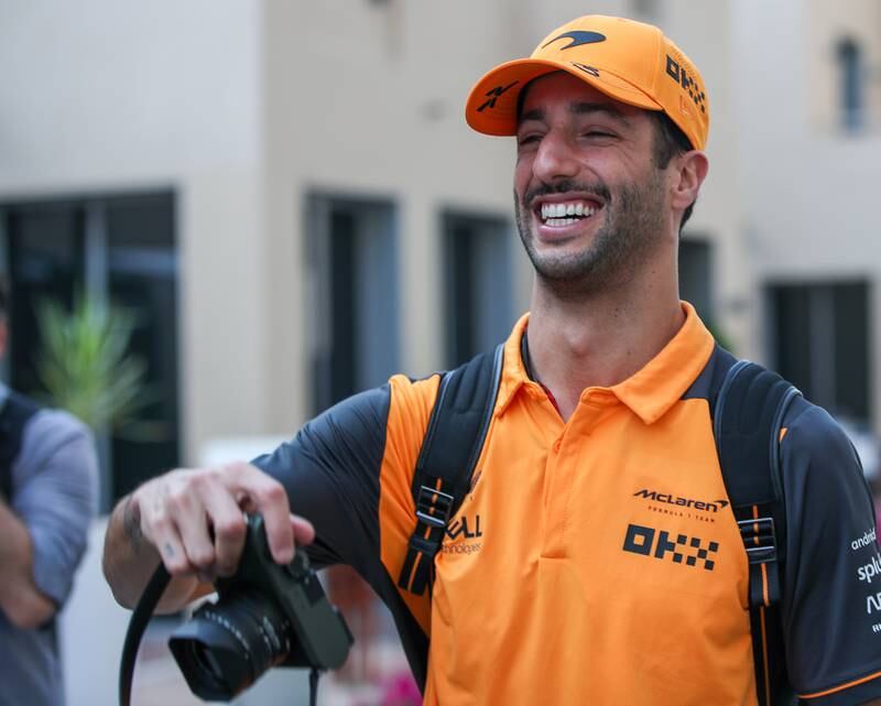 Daniel Ricciardo of McLaren arrives at Yas Marina Circuit on the final day  of the Abu Dhabi Grand Prix 2022. Victor Besa / The National