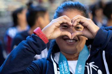 One of the spectators at the closing ceremony at Zayed Sports City in Abu Dhabi on Thursday. Courtesy Special Olympics World Games Abu Dhabi 2019