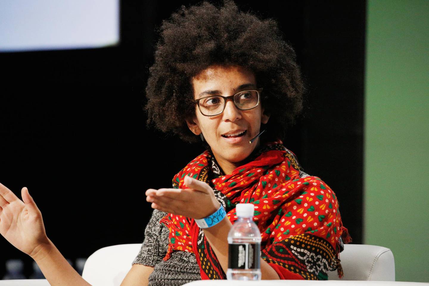 SAN FRANCISCO, CA - SEPTEMBER 07: Google AI Research Scientist Timnit Gebru speaks onstage during Day 3 of TechCrunch Disrupt SF 2018 at Moscone Center on September 7, 2018 in San Francisco, California.   Kimberly White/Getty Images for TechCrunch/AFP