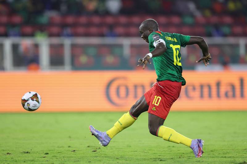 Cameroon forward Vincent Aboubakar shoots at goal. AFP