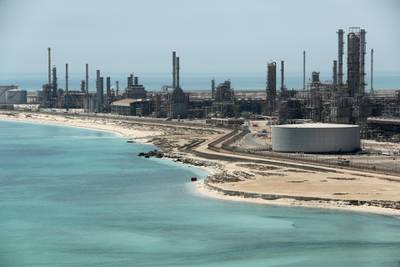 FILE PHOTO: General view of Saudi Aramco's Ras Tanura oil refinery and oil terminal in Saudi Arabia May 21, 2018.  REUTERS/Ahmed Jadallah/File Photo