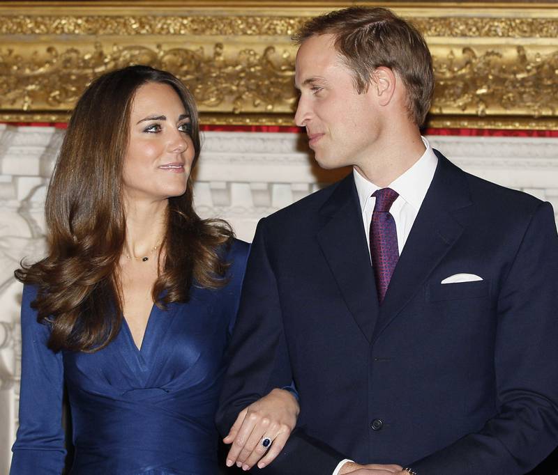 2010: Prince William and his fiancee Kate Middleton pose for the media at St. James's Palace in London after they announced their engagement. AP Photo