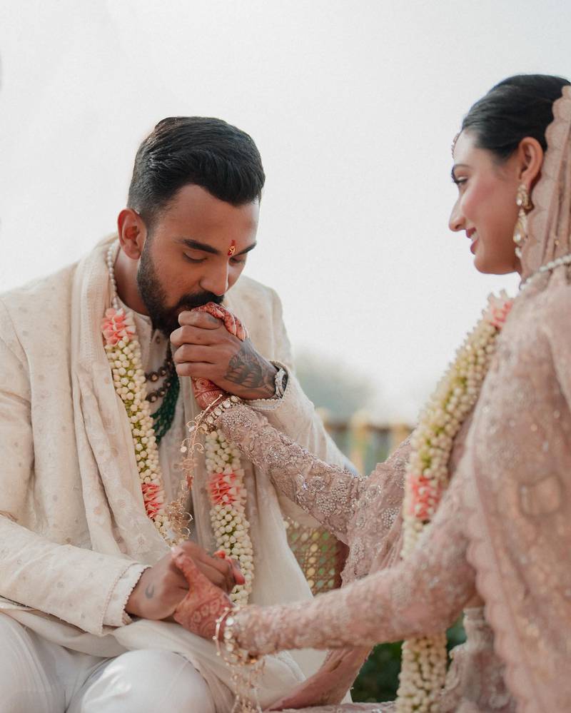 The wedding ceremony was held at a farmhouse owned by actor Suniel Shetty, the father of the bride. Photo: Instagram / klrahul