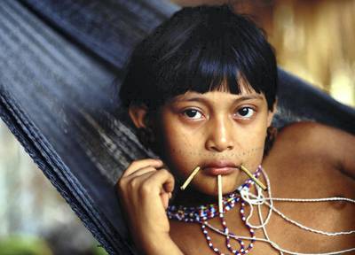 A young boy from the Yanomami tribe, who live in the rainforest in Brazil and Venezuela. Courtesy: Sam Valadi / Flickr