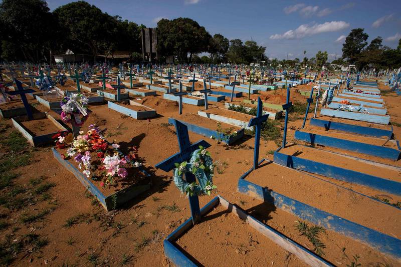 Plots for Covid-19 victims at Nossa Senhora cemetery in Manaus, Brazil. The country has recorded 500,000 deaths from the disease. AFP