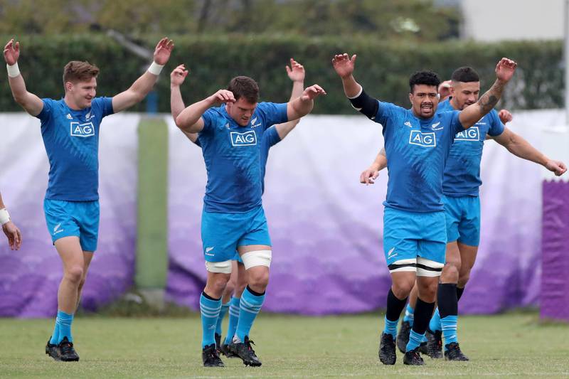 New Zealand players training in Tokyo on Thursday. Getty
