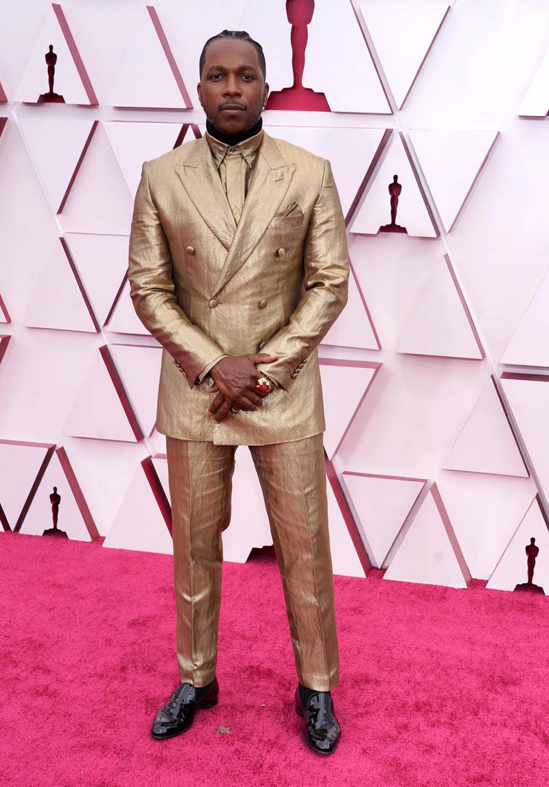 Leslie Odom Jr arrives at the 93rd Academy Awards at Union Station in Los Angeles, California, on April 25, 2021. EPA