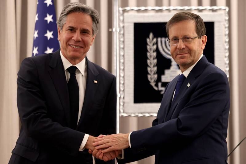 US Secretary of State Antony Blinken, left, met Israeli President Isaac Herzog in January. EPA