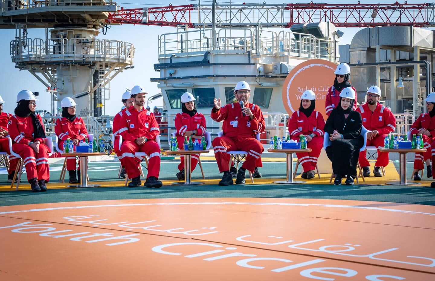 Abu Dhabi, UAE – February  29, 2020: The Abu Dhabi National Oil Company (ADNOC) recently hosted a ‘Youth Circle’ at its Umm Lulu offshore platform – one of the world’s largest offshore platforms –  as it focuses on the future and continues to invest in the development of Emirati youths to build long-term resilience and ensure ADNOC remains an integral part of the UAE’s economy.  Held under the theme “The Role of UAE Youths in Driving Sustainable Business,” the Youth Circle examined ways UAE youths can develop their leadership skills to strengthen their contribution to the delivery of ADNOC’s 2030 strategy. It also reviewed opportunities for youth professional development and ways to encourage Emirati youths to work in remote sites to give them practical experience as they develop their leadership skills.  The event, the first in ADNOC’s series of Youth Circles for this year, was organized by ADNOC’s Youth Council and hosted by His Excellency Dr. Sultan Ahmed Al Jaber, UAE Minister of State and ADNOC Group CEO, with H.E. Shamma bint Suhail Faris Al Mazrui, UAE Minister of State for Youth Affairs, and H.E. Saeed Al Nazari, Director General of Federal Youth Authority, attending.     Addressing the Youth Circle, H.E. Dr. Al Jaber said: “ADNOC is proud to play a leading role in developing and empowering the next generation of highly skilled and talented Emirati youths who will be the driving force of ADNOC and the UAE’s future success. We are pleased that many of our youths are managing key projects across our offices and sites, and actively contributing to our strong operational and financial performance. Courtesy Adnoc