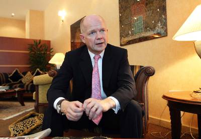ABU DHABI. 27th October. 2009. William Hague, the Shadow Foreign Secretary for the Conservative Party in the UK, speaking  at the Royal Jet Terminal in Abu Dhabi yesterday(tues)  Stephen Lock   /   The National    *** Local Caption ***  SL-hague-007.jpg