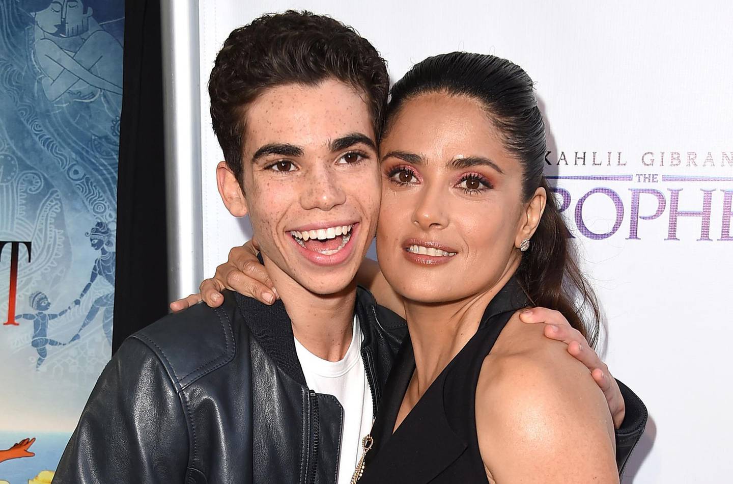 LOS ANGELES, CA - JULY 29:  Cameron Boyce and Salma Hayek arrives at the Screening Of GKIDS' "Kahlil Gibran's The Prophet"  at Bing Theatre At LACMA on July 29, 2015 in Los Angeles, California.  (Photo by Steve Granitz/WireImage)