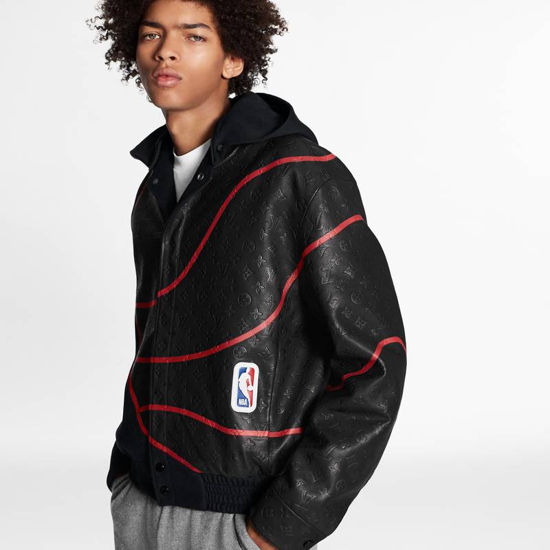 Louis Vuitton X NBA Leather Basketball Jacket Black for Men
