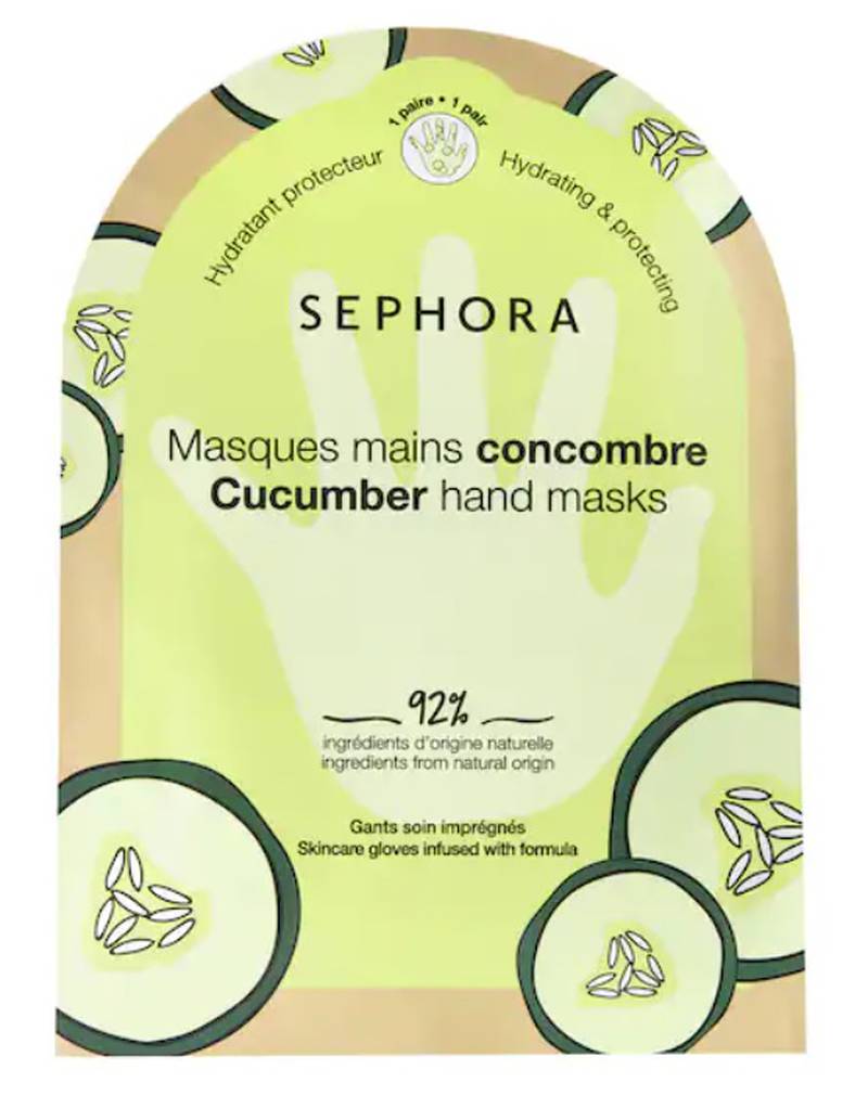 High in fatty acids and botanical extracts, Sephora's saturated cucumber gloves leave hands feeling soft; Dhs25 from Sephora.ae