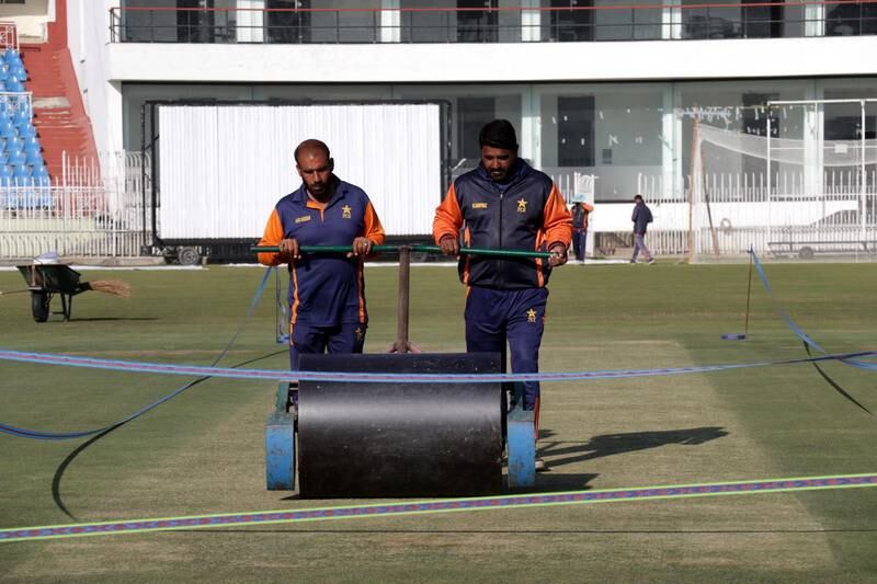 The pitch at Rawalpindi Cricket Stadium. EPA