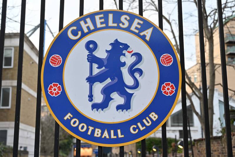 The Chelsea club crest outside Stamford Bridge. AFP