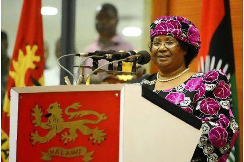 Joyce Banda makes her inaugural speech.
