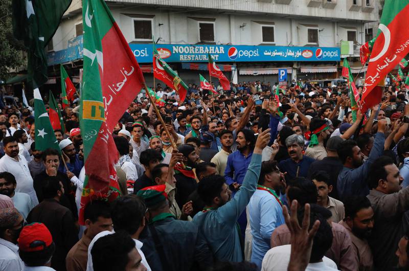 PTI activists rally in the commercial hub of Karachi. Reuters