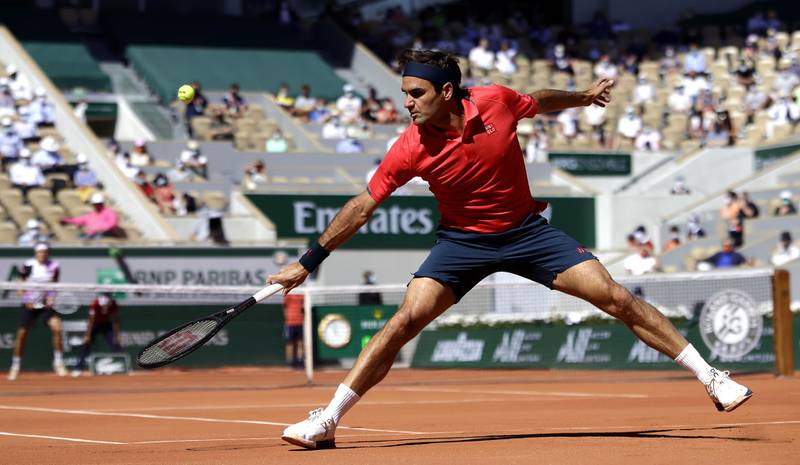 Roger Federer during his straight-sets win over Denis Istomin in the first round of the French Open at Roland Garros on Monday, May 31. EPA