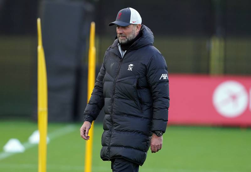 Liverpool manager Jurgen Klopp during a training session at the AXA Training Centre, Liverpool. PA